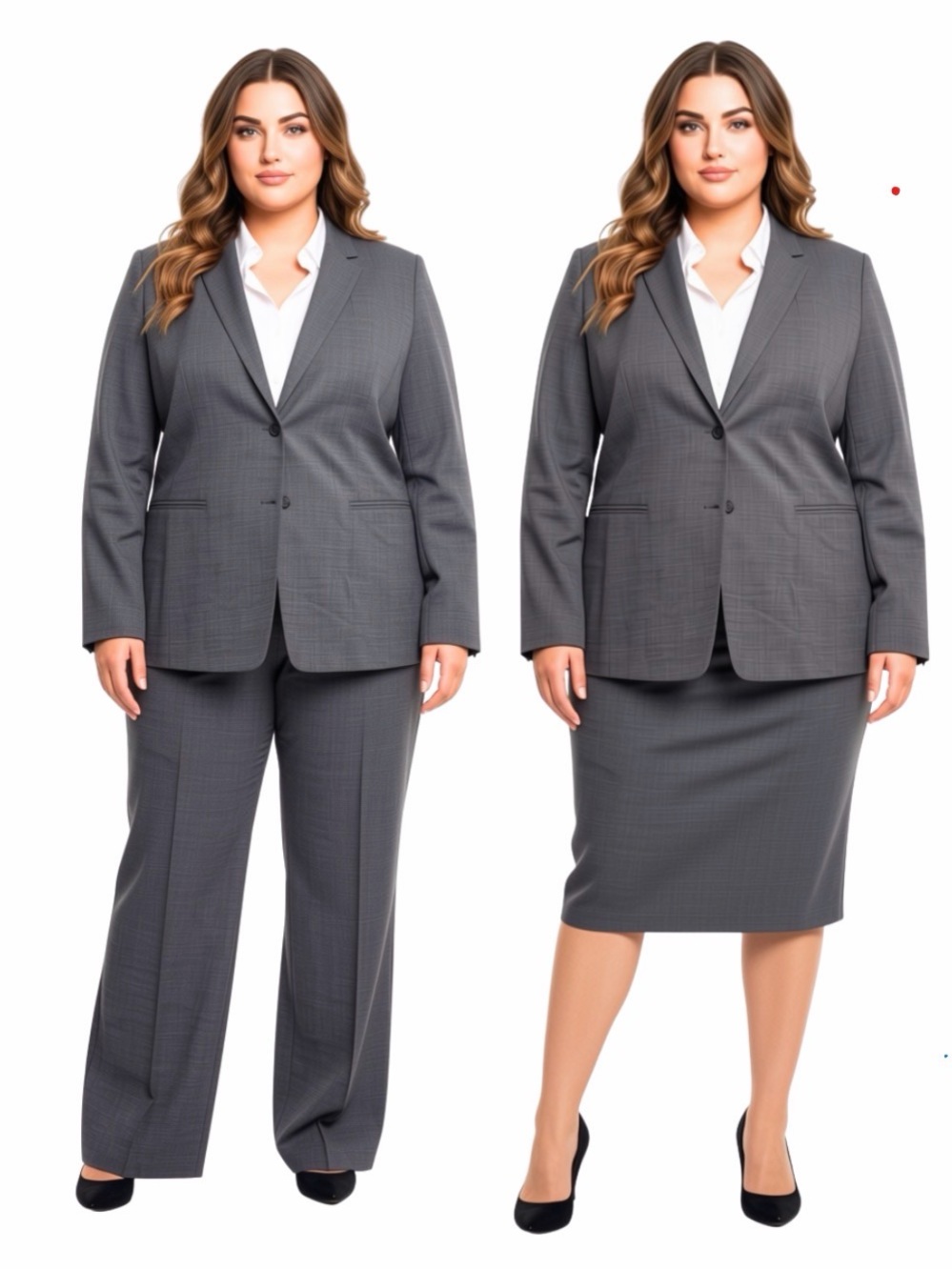 Ann Taylor Gray Sharkskin 3 Piece Suit - Jacket, Skirt and Pants- Plaid, Hatch